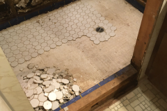 Tearing out the shower floor